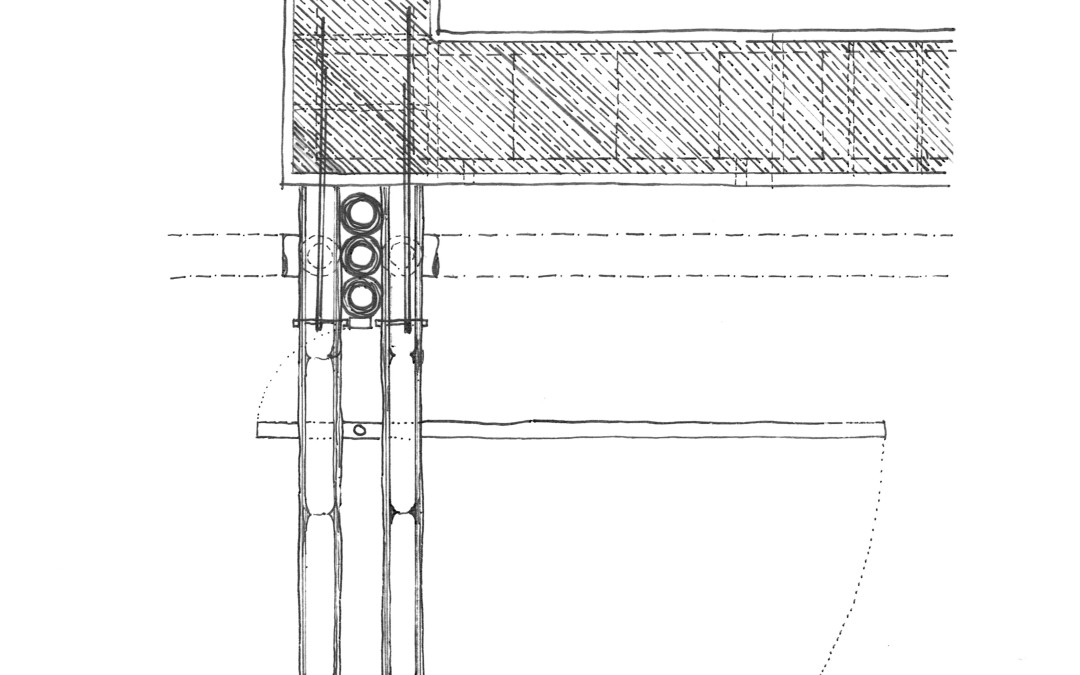 Detail Anschluss Bambusträger an Ringbalken