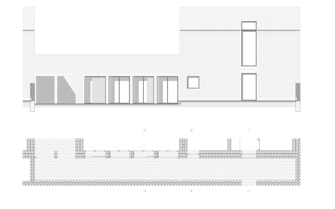 Detail Ansicht Süd+Horizontalschnitt